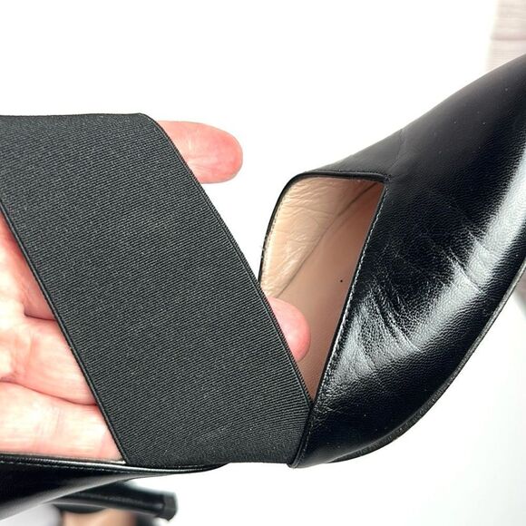 Stuart Weitzman Black Leather D'Orsay Pumps Heels Grosgrain Cross Strap US 5 - Picture 6 of 13